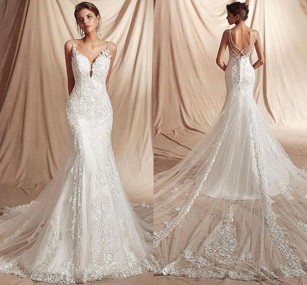 vintage lace appliqued backless mermaid wedding dress white deep spaghett long beach bohemian boho bridal gown with sweep train bc2403
vintage lace appliqued backless mermaid wedding dress white deep spaghett long beach bohemian boho bridal gown with sweep train bc2403
