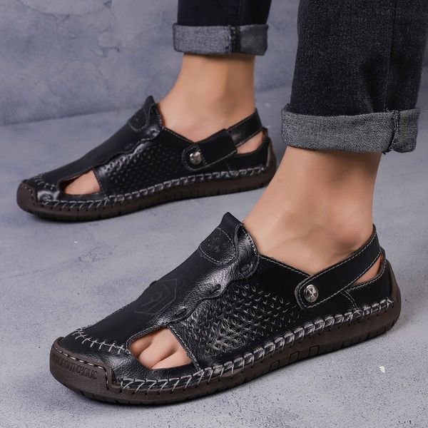 outdoor summer leather sandals men genuine leather beach sandals comfortable fashion mens breathable water trekking shoes 38-48, Black
outdoor summer leather sandals men genuine leather beach sandals comfortable fashion mens breathable water trekking shoes 38-48, Black
