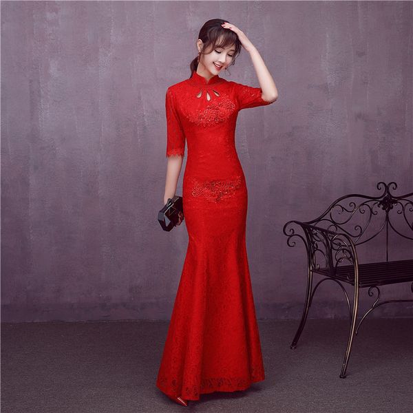 red mermaid lace bride long qipao dresses woman traditional chinese wedding cheongsam dress robe orientale vestido oriental
red mermaid lace bride long qipao dresses woman traditional chinese wedding cheongsam dress robe orientale vestido oriental