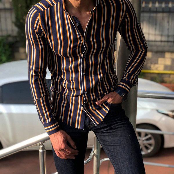 2019 men shirt cocktail summer striped casual fashion formal slim fit blouse shirt classic striped male social camisa mascu, White;black
2019 men shirt cocktail summer striped casual fashion formal slim fit blouse shirt classic striped male social camisa mascu, White;black
