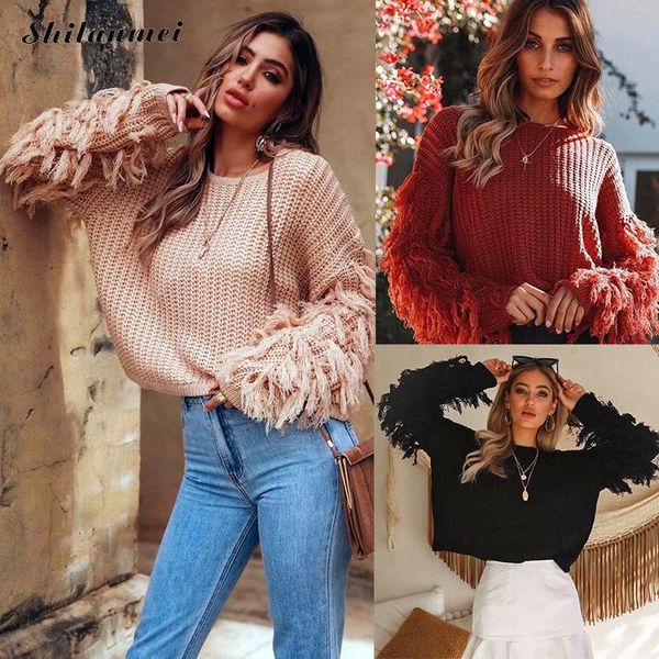 tassel knitted women pullover sweater winter loose casual sweater female o neck 2019 autumn jumper pull femme fashion knitwear, White;black
tassel knitted women pullover sweater winter loose casual sweater female o neck 2019 autumn jumper pull femme fashion knitwear, White;black