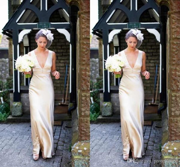 simple design wedding dresses champagne satin deep v-neck sleeveless with zipper back bridal dresses fashion wedding gowns, White
simple design wedding dresses champagne satin deep v-neck sleeveless with zipper back bridal dresses fashion wedding gowns, White