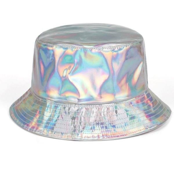women men faux leather harajuku hip hop bucket cap glitter metallic holographic reflective reversible wide brim fisherman hat, Blue;gray
women men faux leather harajuku hip hop bucket cap glitter metallic holographic reflective reversible wide brim fisherman hat, Blue;gray