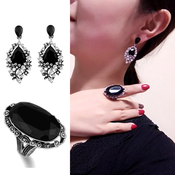 sinleery vintage black cubic zircon antique silver color earrings and ring set for women fashion jewelry set tz431 ssb
sinleery vintage black cubic zircon antique silver color earrings and ring set for women fashion jewelry set tz431 ssb