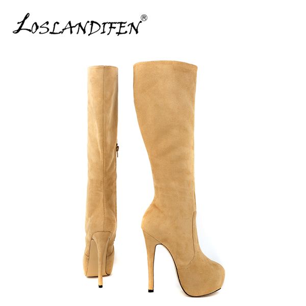 loslandifen new women winter long knee-high boots warm flock round toe platform high heel shoes thick heel long boots 819-6ve, Black
loslandifen new women winter long knee-high boots warm flock round toe platform high heel shoes thick heel long boots 819-6ve, Black