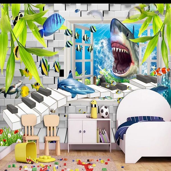 new custom large mural 3d wallpaper cartoon brick wall shark fish children's bedroom mural tv back wall decor deep 5d embossed
new custom large mural 3d wallpaper cartoon brick wall shark fish children's bedroom mural tv back wall decor deep 5d embossed