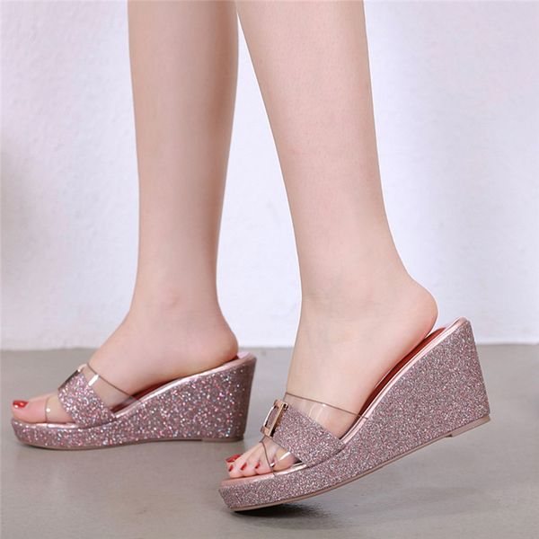 bling wedge shoes women slippers 2020 fashion summer glitter women sandals platform ladies high heels, Black
bling wedge shoes women slippers 2020 fashion summer glitter women sandals platform ladies high heels, Black