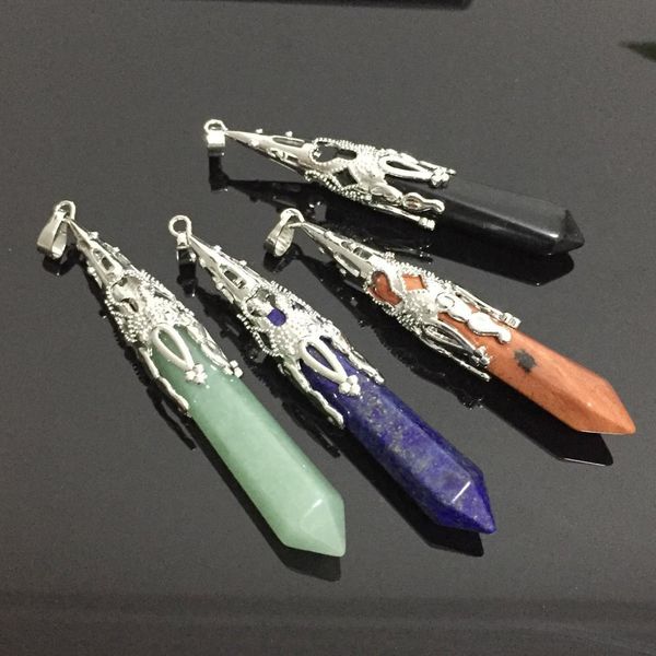 vintage natural gems stone pendulum for divination wicca chakra reiki turquoises jaspers opal amethysts quartz stone pendants, Silver
vintage natural gems stone pendulum for divination wicca chakra reiki turquoises jaspers opal amethysts quartz stone pendants, Silver