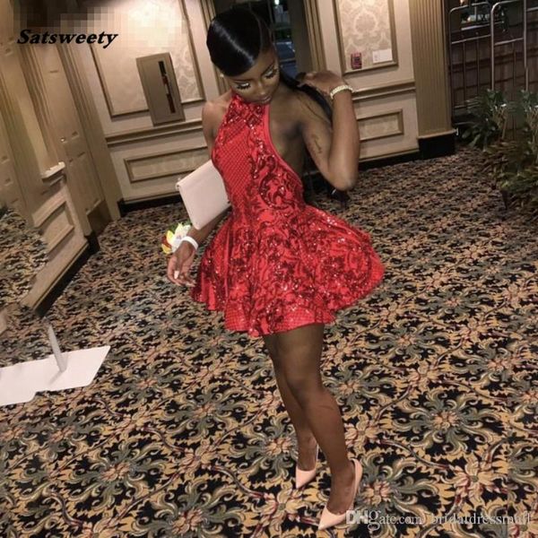 halter backless red short prom dresses for black girls sequins african graduation dress mini cocktail party gowns
halter backless red short prom dresses for black girls sequins african graduation dress mini cocktail party gowns