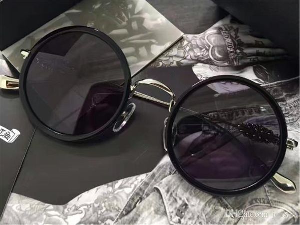 new vintage chrome sunglasses men brand designer steampunk style cross logo round frame retro new york designer come with original case, White;black
new vintage chrome sunglasses men brand designer steampunk style cross logo round frame retro new york designer come with original case, White;black