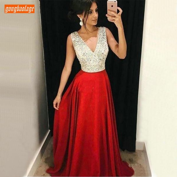 red deep v-neck evening dresses long 2020 slim fit satin sequine crystal formal party evening gowns special occasion dress, White;black
red deep v-neck evening dresses long 2020 slim fit satin sequine crystal formal party evening gowns special occasion dress, White;black