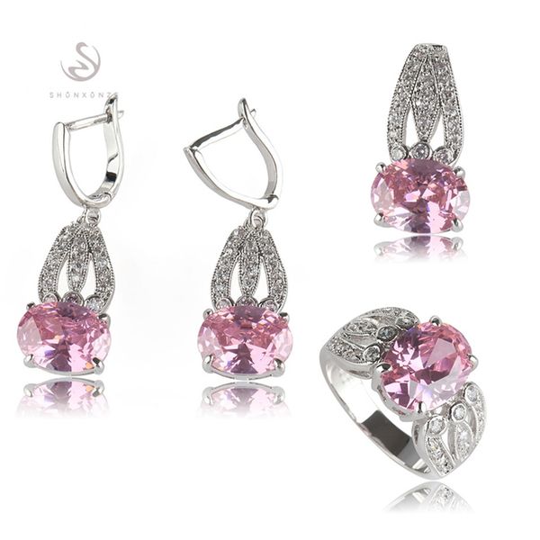 shunxunze explosion models fancy wedding jewelry sets (ring/earring/pendant) for women pink cubic zirconia rhodium plated r534set size 6 - 9, Silver
shunxunze explosion models fancy wedding jewelry sets (ring/earring/pendant) for women pink cubic zirconia rhodium plated r534set size 6 - 9, Silver