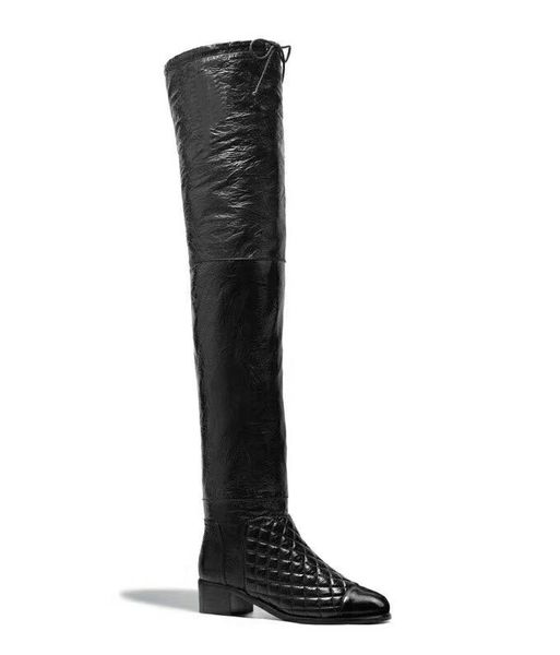 new fashion luxury designer women's boots over the knee boots leather 16-inch boots flat-bottomed comfort sliver chain 1:1 size 35-41, Black
new fashion luxury designer women's boots over the knee boots leather 16-inch boots flat-bottomed comfort sliver chain 1:1 size 35-41, Black
