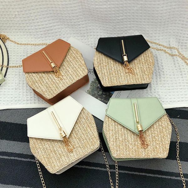 fashion lady retro weave leather tassel chain bag rhombus patchwork beach crossbody bag hexagon women shoulder bags a40
fashion lady retro weave leather tassel chain bag rhombus patchwork beach crossbody bag hexagon women shoulder bags a40