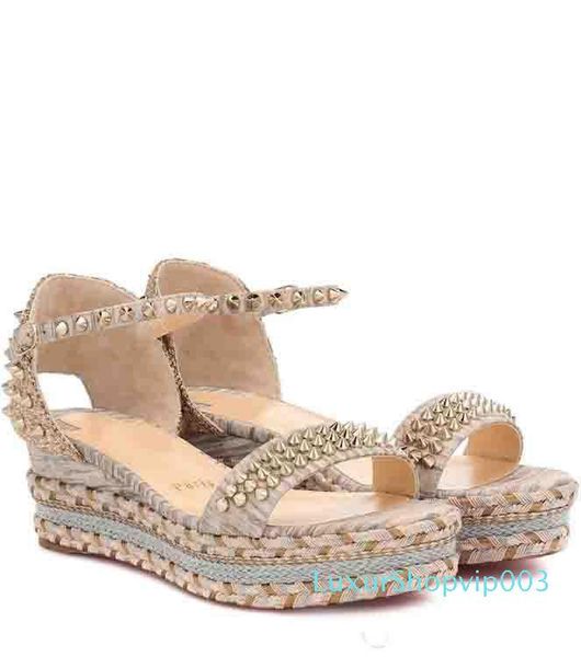 elegant studs red bottom wedge heels pyraclou wedges sandals for women lady high heels luxury designer walking ankle strap women's shoe, Black
elegant studs red bottom wedge heels pyraclou wedges sandals for women lady high heels luxury designer walking ankle strap women's shoe, Black