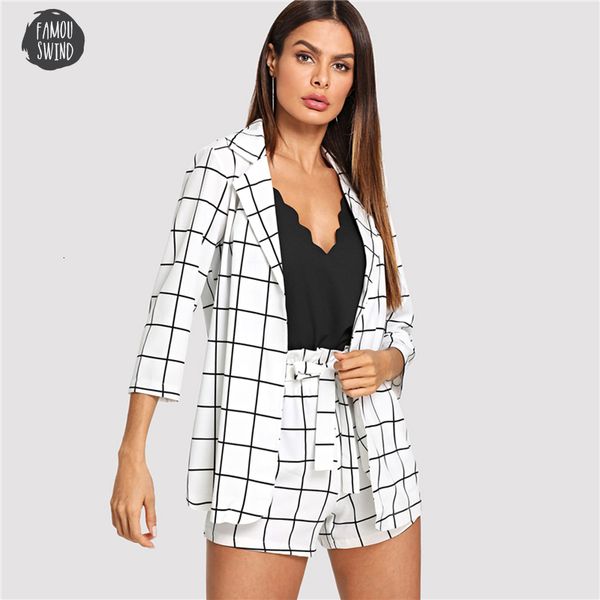 black and white plaid notched sashes blazers self women waist shorts two piece sets 2019 elegant 2 piece tie set
black and white plaid notched sashes blazers self women waist shorts two piece sets 2019 elegant 2 piece tie set