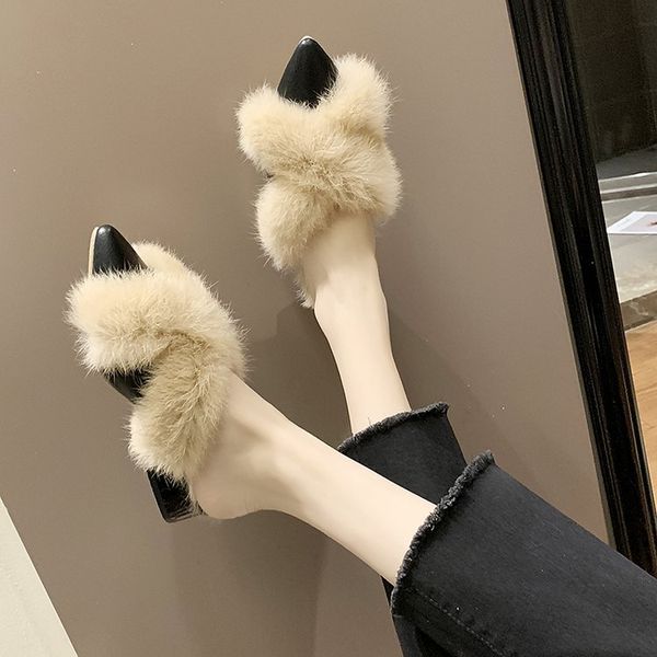 cover toe luxury slides shoes woman 2019 flock med slippers fur square heel mules women designer new pointed plush block rome, Black
cover toe luxury slides shoes woman 2019 flock med slippers fur square heel mules women designer new pointed plush block rome, Black