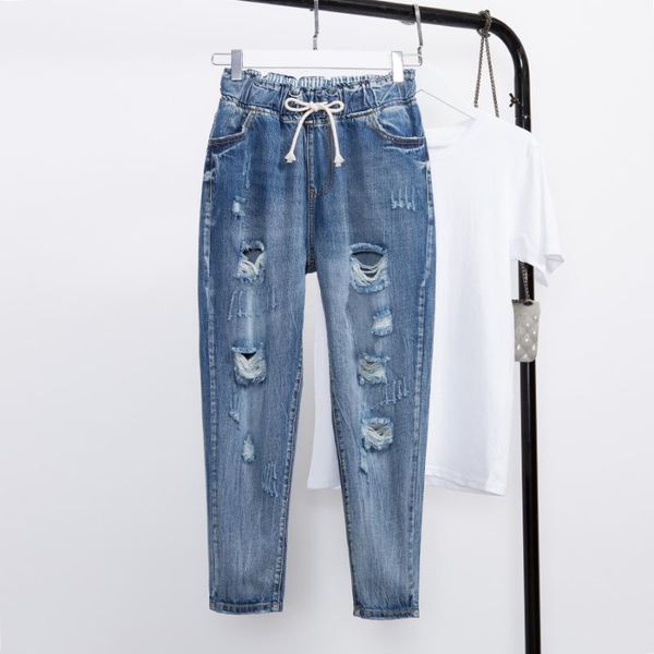 2020 new large size women's loose hole jeans high waist blue 5xl harem pants casual nine pants 039#
2020 new large size women's loose hole jeans high waist blue 5xl harem pants casual nine pants 039#