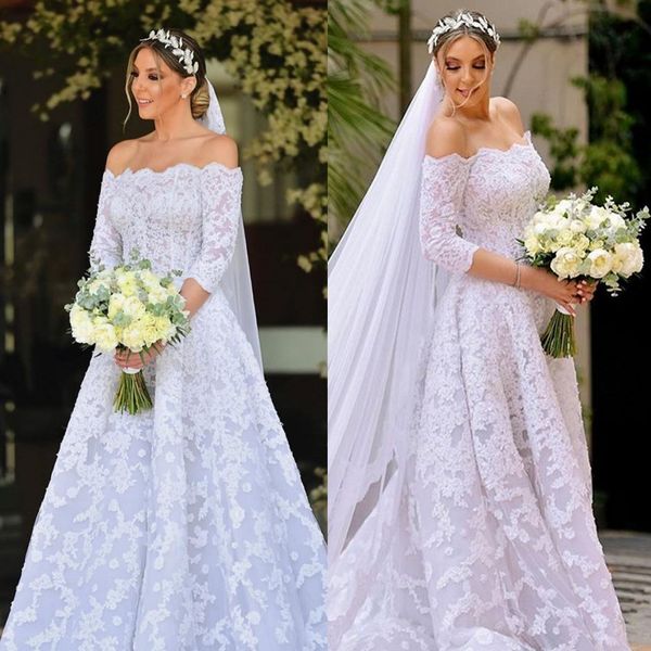 2020 bateau wedding dresses lace tulle applique wedding gowns a line sweep train bridal gowns abiti da sposa, White
2020 bateau wedding dresses lace tulle applique wedding gowns a line sweep train bridal gowns abiti da sposa, White