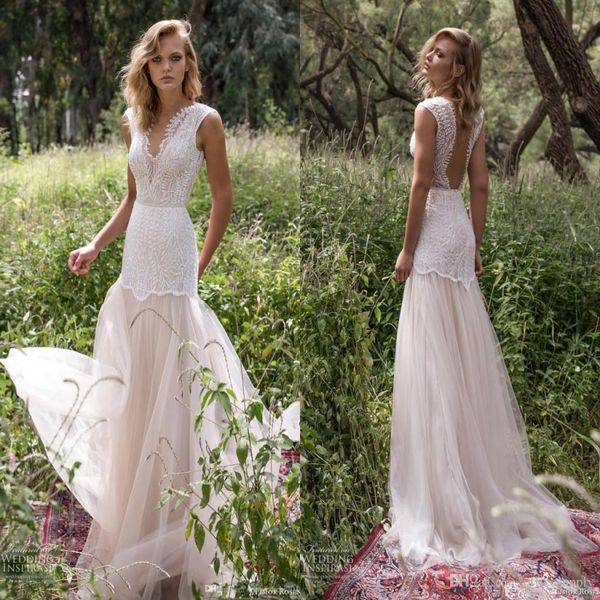 2019 mermaid open back wedding dresses sheer illusion bodice jewel cap sleeve appliques court train vintage garden beach boho bridal gowns, White 
2019 mermaid open back wedding dresses sheer illusion bodice jewel cap sleeve appliques court train vintage garden beach boho bridal gowns, White