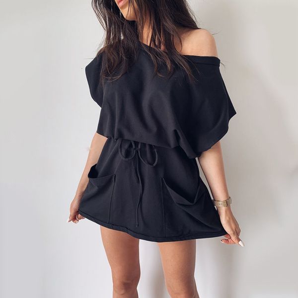 summer holiday beach ladies fashion casual off shoulder women clothing dress, Black;gray
summer holiday beach ladies fashion casual off shoulder women clothing dress, Black;gray