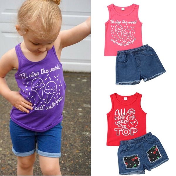 fashion for toddler kids baby girls clothes vest + denim short pants 2pieces summer outfits, White
fashion for toddler kids baby girls clothes vest + denim short pants 2pieces summer outfits, White