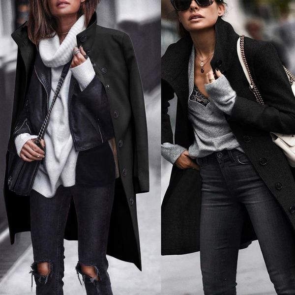 casaco feminino women winter street solid turn down collar full sleeve button woollen coat winter coat women abrigo mujer, Black
casaco feminino women winter street solid turn down collar full sleeve button woollen coat winter coat women abrigo mujer, Black