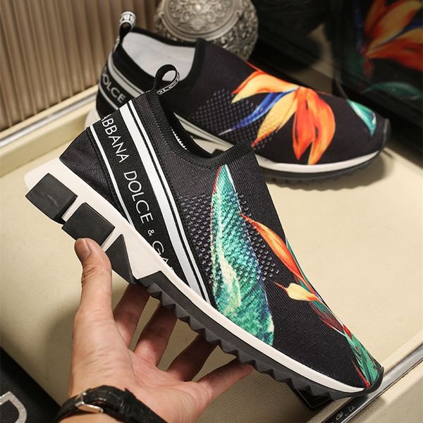 Fa hion luxury de igner men hoe dolce off gabbana tretch me h orrento neaker with bird of paradi e print