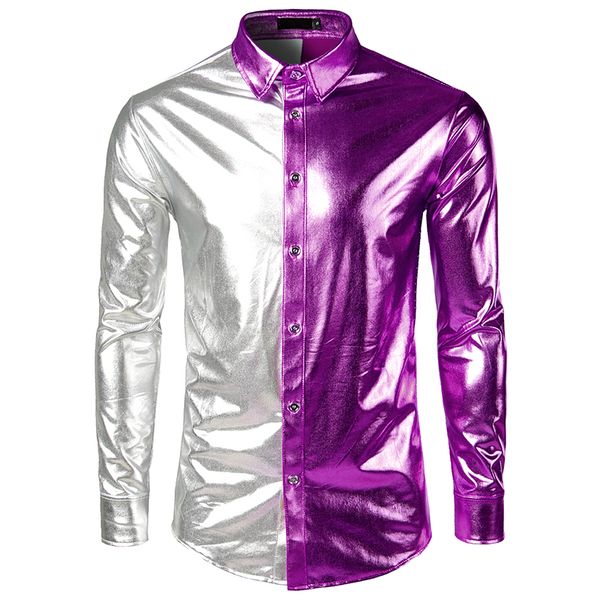 fashionable personality male tide bright face shirt color matching bronzing long-sleeved new stage performance shirt men clothin, White;black
fashionable personality male tide bright face shirt color matching bronzing long-sleeved new stage performance shirt men clothin, White;black