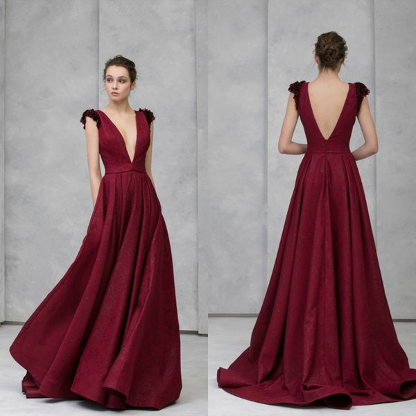 2020 burgundy evening dresses tony ward deep v neck a line backless prom dress party wear custom made formal occasion gowns, Black;red
2020 burgundy evening dresses tony ward deep v neck a line backless prom dress party wear custom made formal occasion gowns, Black;red