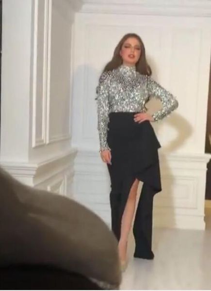 evening dress youself aljasmi larourjoisie midi dresses turtle neck asymmetrical long sleeve water adornment sequins fabric a few feathers, Black;pink
evening dress youself aljasmi larourjoisie midi dresses turtle neck asymmetrical long sleeve water adornment sequins fabric a few feathers, Black;pink
