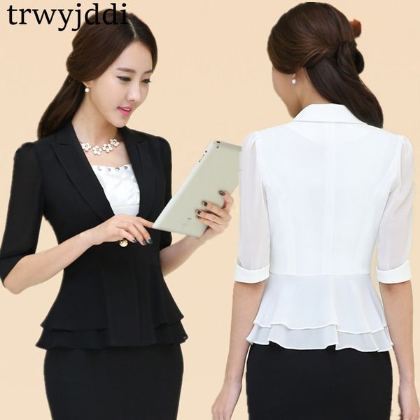 chiffon ruffled solid blazers jacket half sleeve women patchwork jackets short 5xl summer 2019 korean slim one button coat hl381, White;black
chiffon ruffled solid blazers jacket half sleeve women patchwork jackets short 5xl summer 2019 korean slim one button coat hl381, White;black