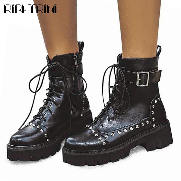 ribetrini plus size 33-43 ladies cool black rivet boots fashion lace-up platform ankle boots women 2020 med heel shoes woman
ribetrini plus size 33-43 ladies cool black rivet boots fashion lace-up platform ankle boots women 2020 med heel shoes woman