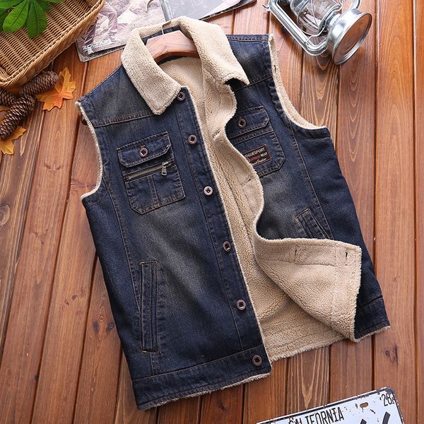 autumn winter fleece vest sleeveless jeans jacket men denim vest with many pocket casual warm travel waistcoat male clothes, Black;white
autumn winter fleece vest sleeveless jeans jacket men denim vest with many pocket casual warm travel waistcoat male clothes, Black;white