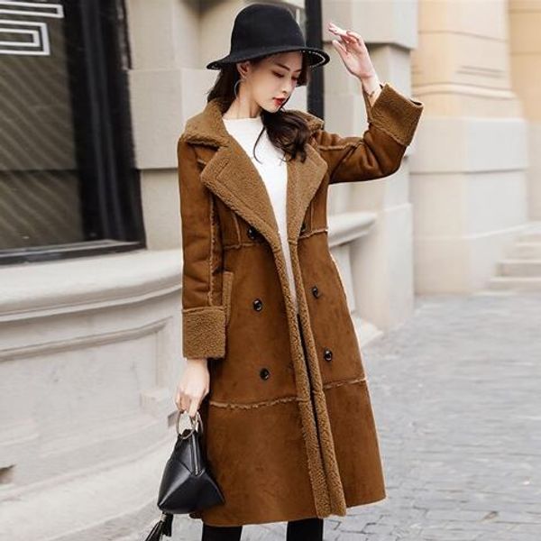 christmas deals winter woman shearling coat faux suede leather jackets outerwear double breasted long faux lambs wool coat dc192, Black
christmas deals winter woman shearling coat faux suede leather jackets outerwear double breasted long faux lambs wool coat dc192, Black