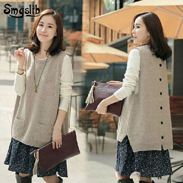 2019 fashion autumn winter women sweaters round neck elegant loose sleeveless back button casual soft short pullovers, White;black
2019 fashion autumn winter women sweaters round neck elegant loose sleeveless back button casual soft short pullovers, White;black
