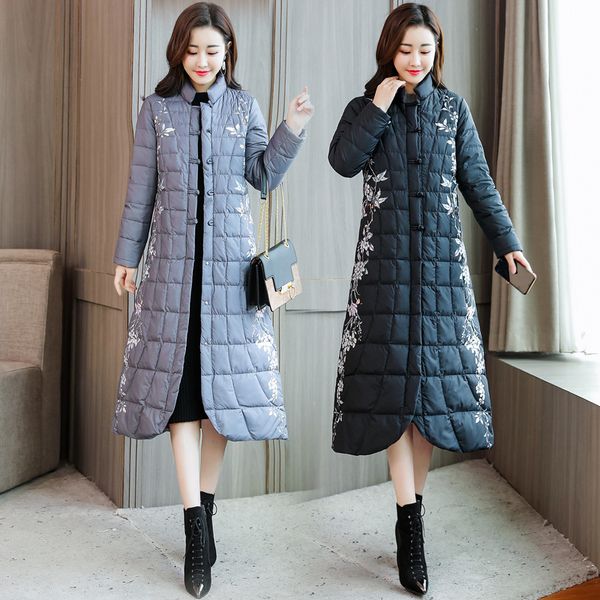 2018 winter new style women's dress chinese-style printed cotton-padded jacket exta-long cotton-padded clothes over-the-knee dow, Blue;black
2018 winter new style women's dress chinese-style printed cotton-padded jacket exta-long cotton-padded clothes over-the-knee dow, Blue;black