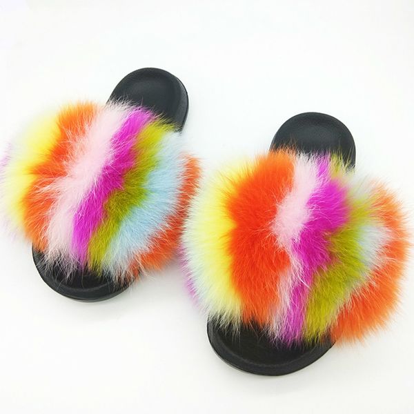 women's real fox hair slippers women fur home fluffy sliders plush furry flat flip flops ladies shoes fur sandals large size 45, Black
women's real fox hair slippers women fur home fluffy sliders plush furry flat flip flops ladies shoes fur sandals large size 45, Black