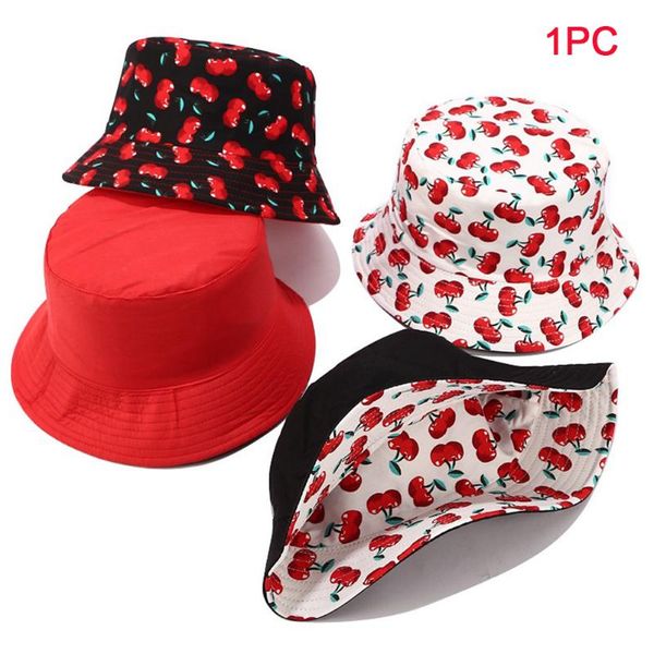 men women soft outdoor packable cherry print cute portable protection two side bucket hat cotton blend summer holiday reversible 
men women soft outdoor packable cherry print cute portable protection two side bucket hat cotton blend summer holiday reversible