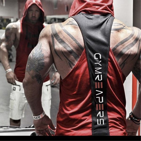 men fitness tank bodybuilding workout sleeveless hoodie stringer cotton mens tank, White;black
men fitness tank bodybuilding workout sleeveless hoodie stringer cotton mens tank, White;black