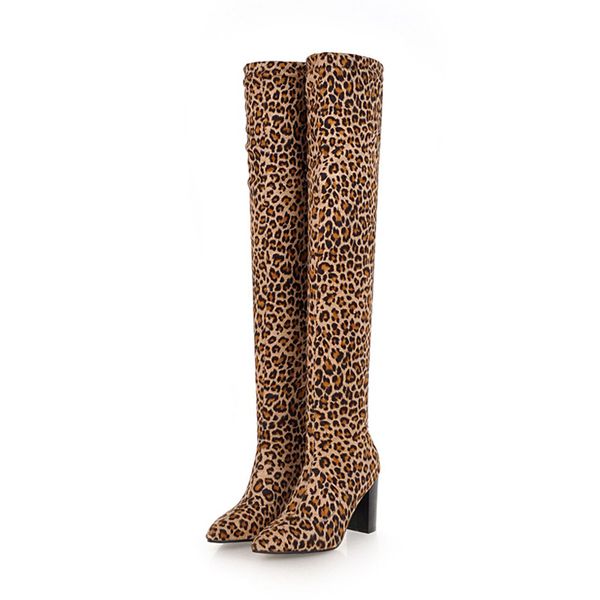 leopard print stretch high heels women boots pointed toe footwear over the knee female fur boot shoes women winter, Black
leopard print stretch high heels women boots pointed toe footwear over the knee female fur boot shoes women winter, Black