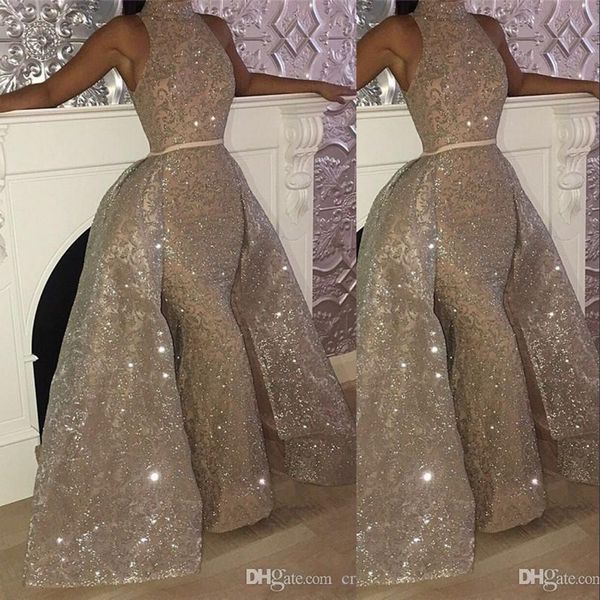 sparkly champagne sequined arabic prom dresses lace high neck mermaid sequins sleeveless overskirts formal party prom dress evening gowns, Black
sparkly champagne sequined arabic prom dresses lace high neck mermaid sequins sleeveless overskirts formal party prom dress evening gowns, Black