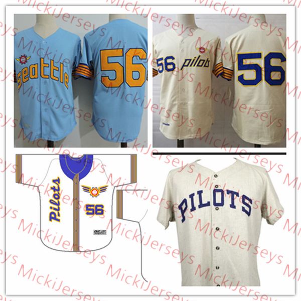 Custom Seattle Pilots baseball Jersey Lou Piniella Bill Parsons Bill Edgerton Joe Schultz John O'Donoghue Mike Hegan Jim Bouton Jersey