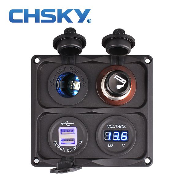 chsky 4 hole panel base blue led 12v usb 3.1a power adapter charger dual car cigarette lighter socket splitter digital voltme
chsky 4 hole panel base blue led 12v usb 3.1a power adapter charger dual car cigarette lighter socket splitter digital voltme