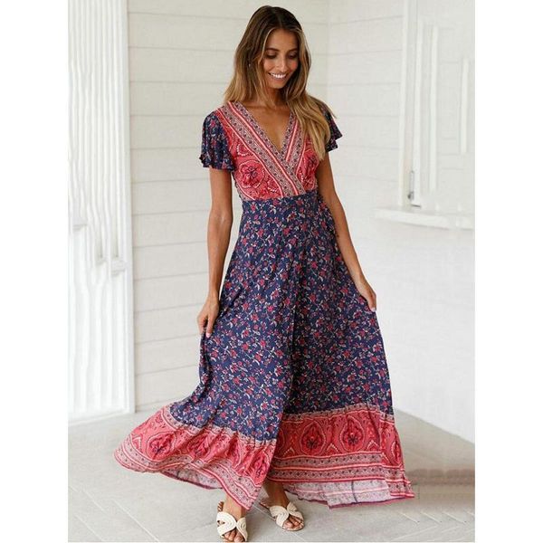 европа и америка новый стиль женщин платье богемный стиль printed щелевая длинные юбки sexy v-образным вырезом с коротким рукавом платье ba0, White;black 
европа и америка новый стиль женщин платье богемный стиль printed щелевая длинные юбки sexy v-образным вырезом с коротким рукавом платье ba0, White;black