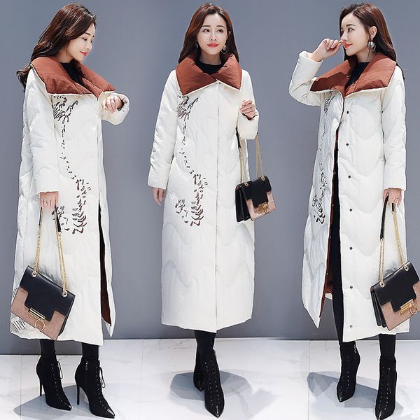 2018 winter ethnic-style medium-length cotton coat women's new style retro embroidered cotton-padded jacket chinese-style over-t, Blue;black
2018 winter ethnic-style medium-length cotton coat women's new style retro embroidered cotton-padded jacket chinese-style over-t, Blue;black