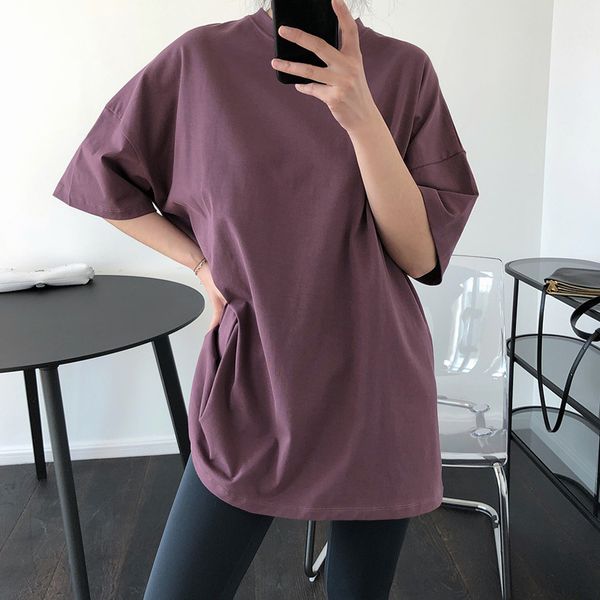 women t-shirt oversized short sleeves summer solid cotton basic o-neck tees chic loose casual vintage purple female tshirt, White
women t-shirt oversized short sleeves summer solid cotton basic o-neck tees chic loose casual vintage purple female tshirt, White