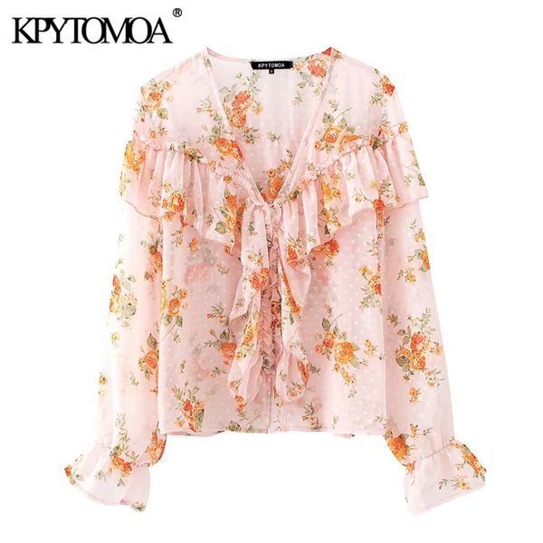 women's blouses & shirts kpytomoa women 2021 fashion floral print ruffled chiffon vingta v neck long sleeve transparent female chic, White
women's blouses & shirts kpytomoa women 2021 fashion floral print ruffled chiffon vingta v neck long sleeve transparent female chic, White