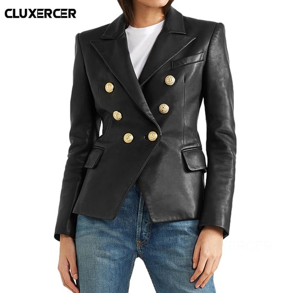 2018 faux leather jackets women's designer lion metal buttons double breasted synthetic motorcycle leather jacket outerwear, Black
2018 faux leather jackets women's designer lion metal buttons double breasted synthetic motorcycle leather jacket outerwear, Black