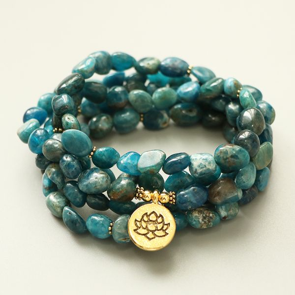 edothalia unshaped natural apatite stone 108 beads mala bracelet for women men lovers yoga meditation bracelet, Golden;silver
edothalia unshaped natural apatite stone 108 beads mala bracelet for women men lovers yoga meditation bracelet, Golden;silver